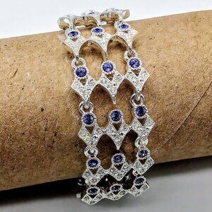 Napier Silver Amethyst Crystal Link Bracelet